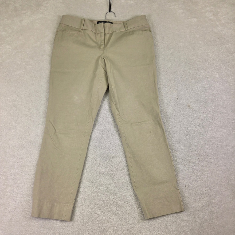 The Limited Womens Khaki Chino Pants Tan Slim Leg Mid Rise Size 8 Stretch
